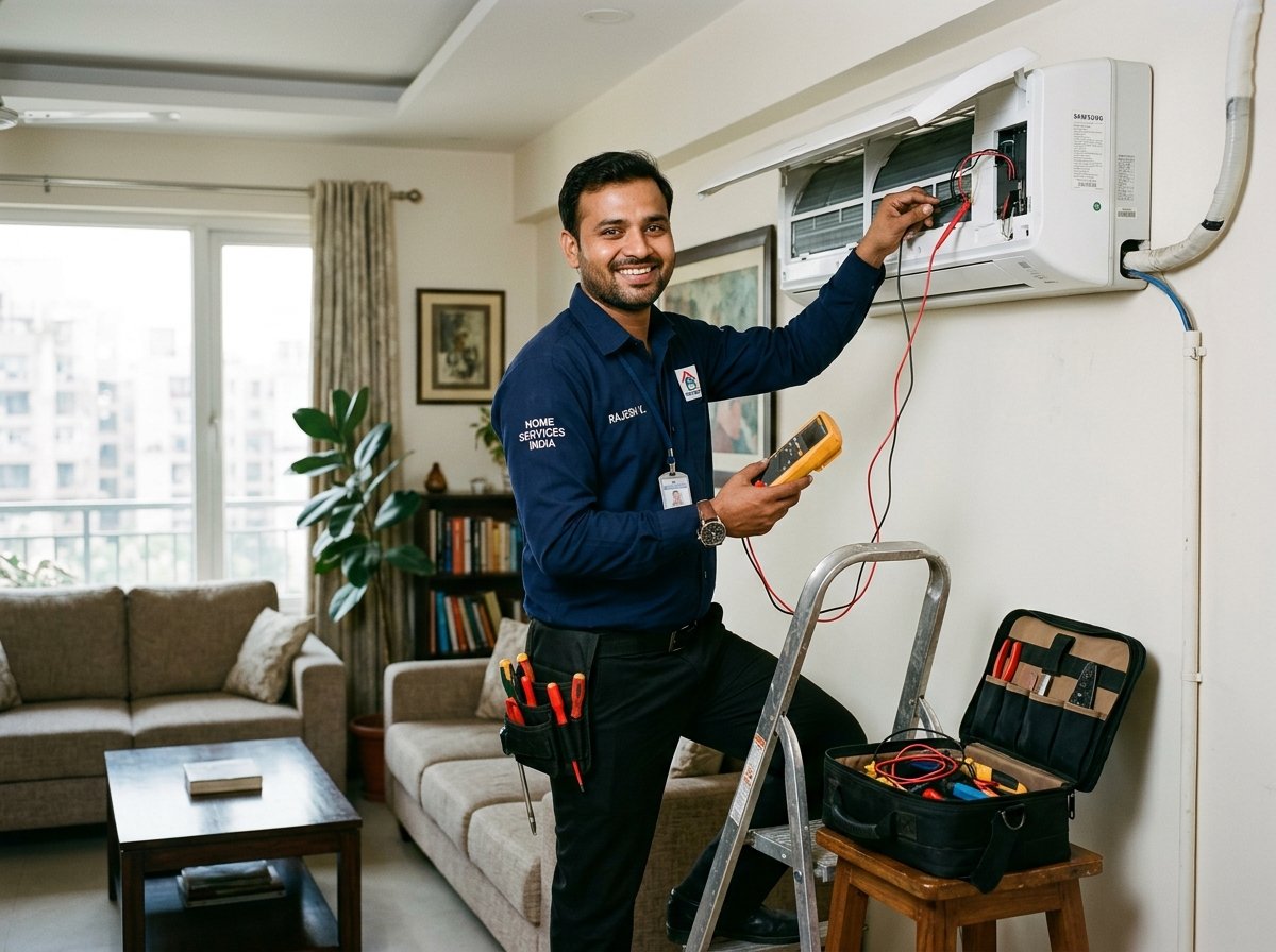 AC Art Centre Technician servicing AC unit in Delhi home